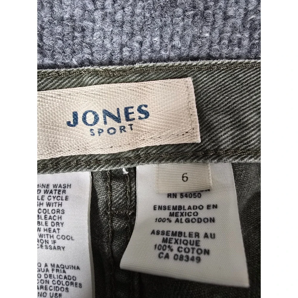 Jones Sport Womens Olive Green‎ Canvas Pants Size 6 High Rise Straight Leg